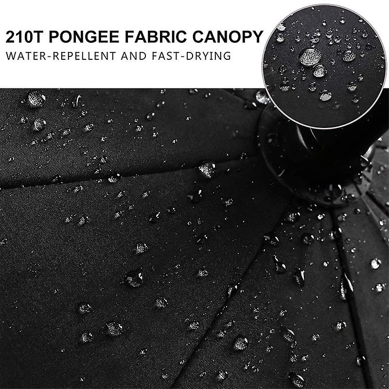 Vented Fiber Waterproof Windproof Umbrella 112cm Black