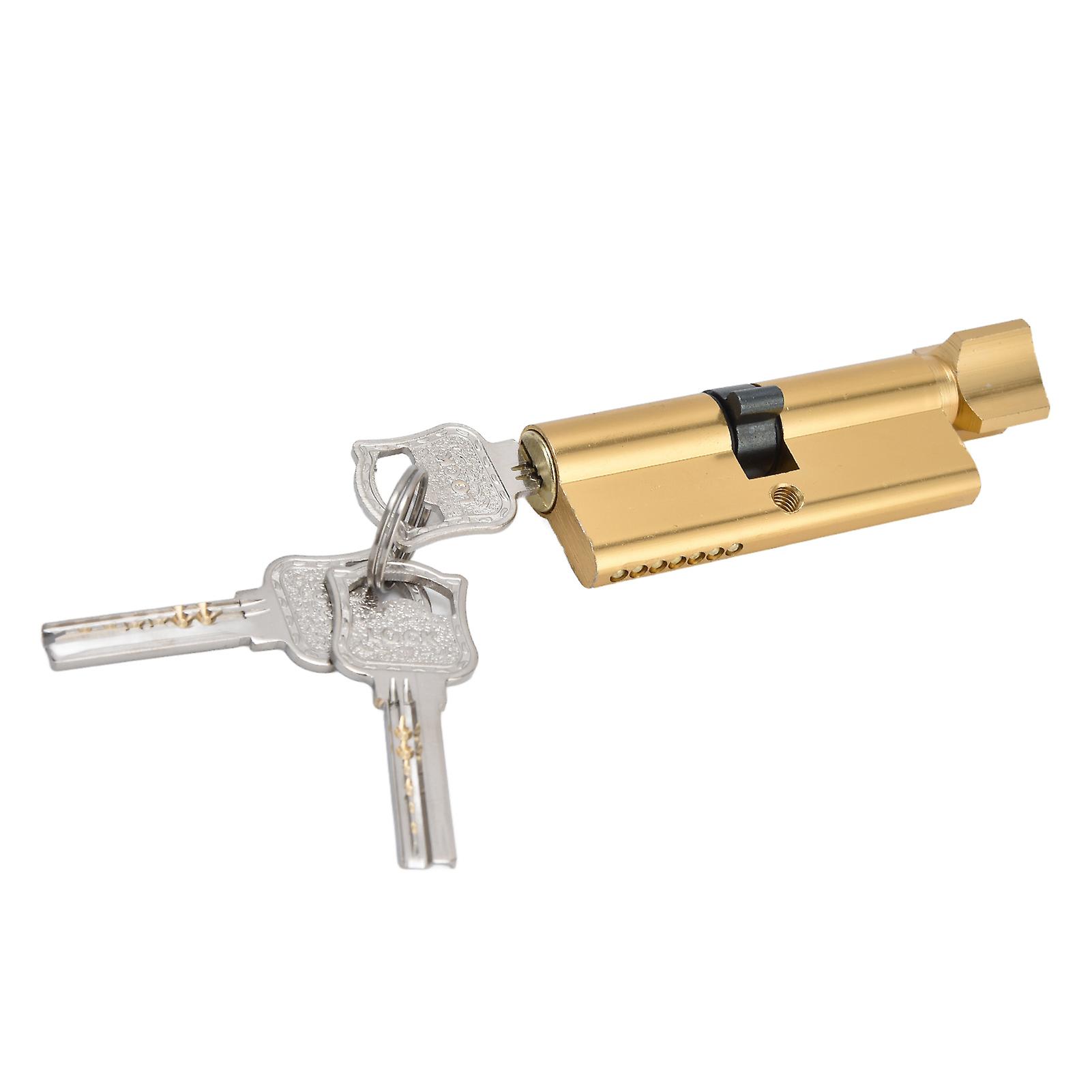 Cylinder Lock Door Locker Core Home Security System Tool Aluminum with Key for Cabinet Mailbox Drawer CupboardGold
