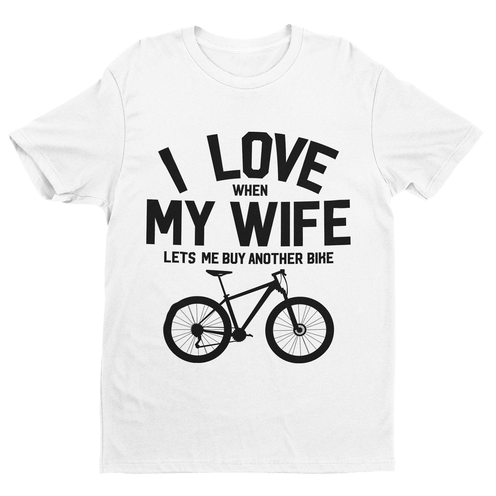 Sjov cykel T-shirt Jeg elsker, når min kone lader mig købe en anden cykelfar joke gave
