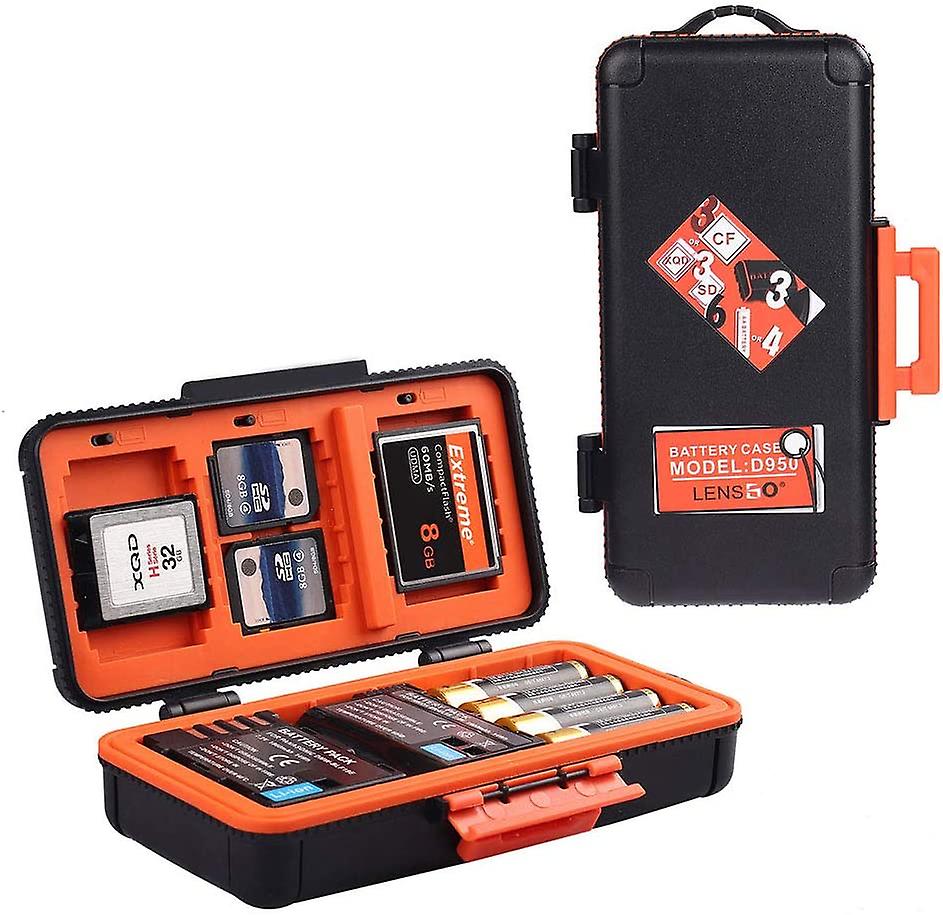 Camera Battery Memory Card Case, Memory Card Hard Protector Case Water-Resistant Anti-Shock Compact Camera Battery Card Storage Box for 3 Camera Batte