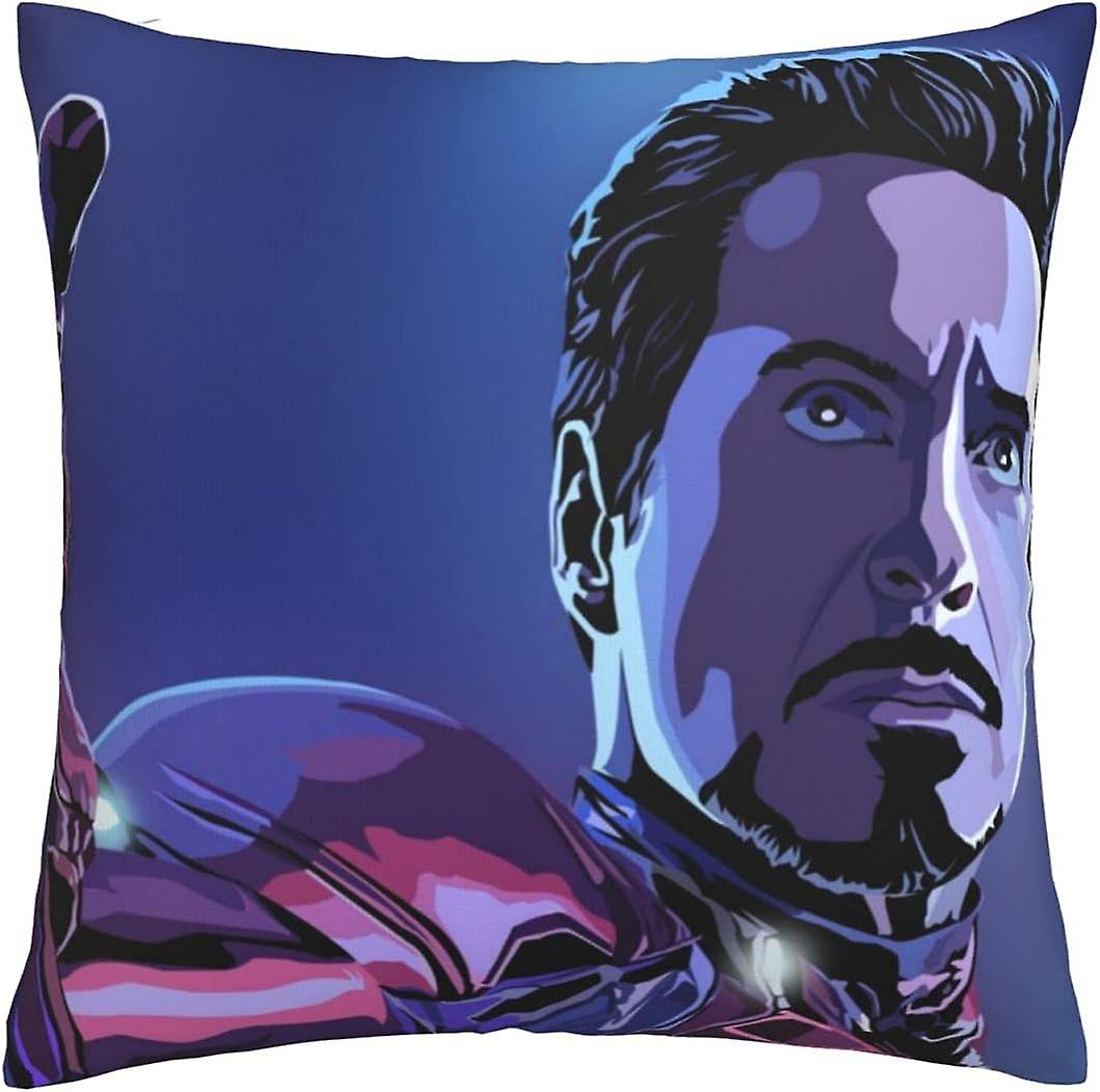 柔らかく快適なアイアンマンクッションカバー、両面印刷(フィラーなし)枕カバースクエアハルハウスソファカバー45 x 45 cm(B-682)