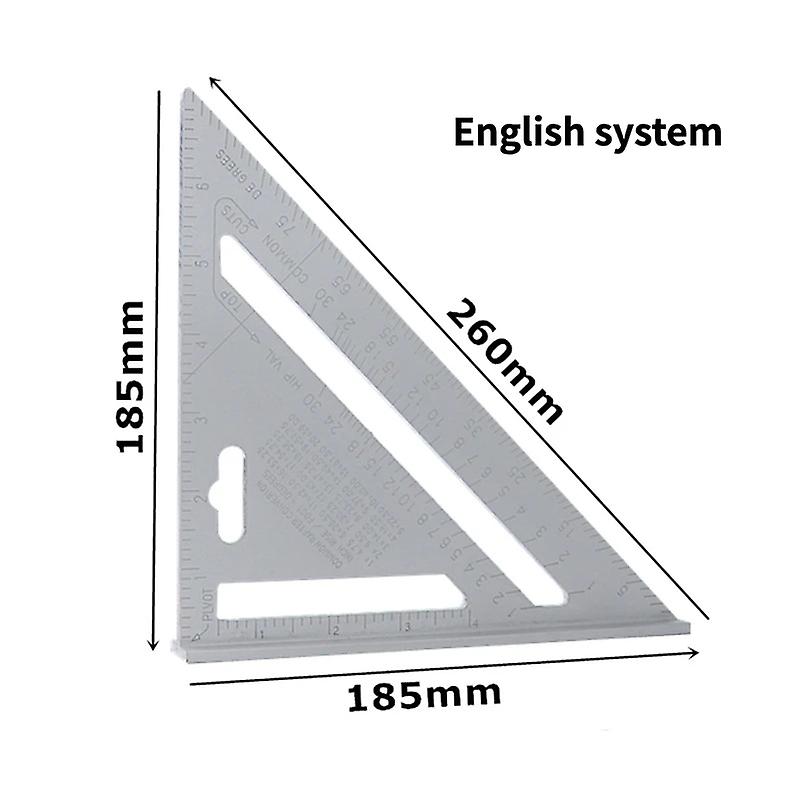 Triangle Ruler 7Inch Measurement Tool Aluminium Alloy Carpenter Tools Inch Metric Angle Ruler Speed 