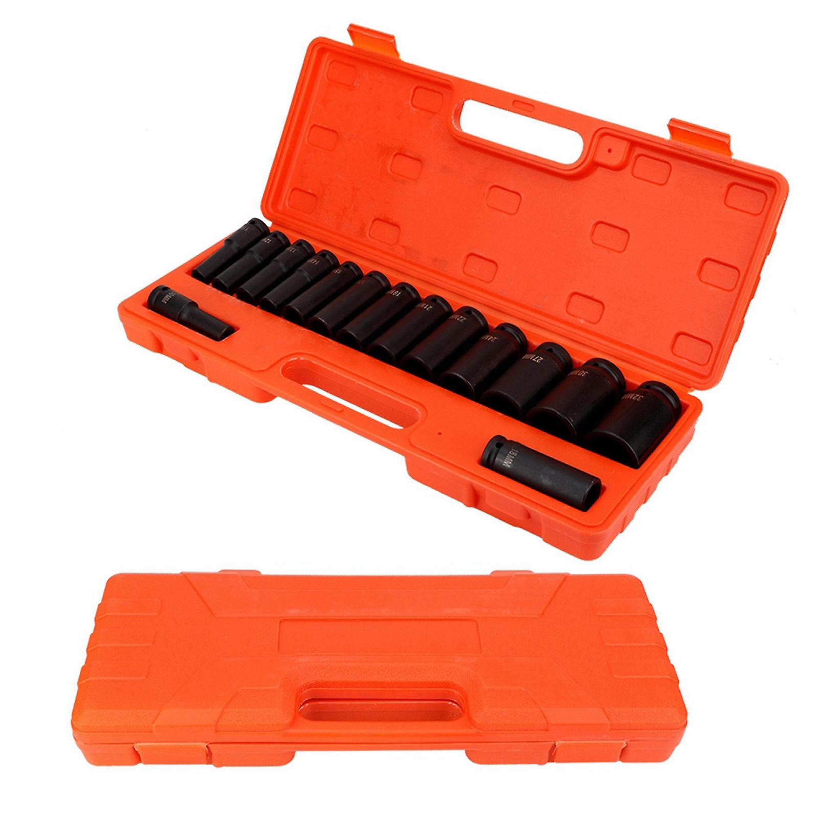 15 pcs / Set 1/2 Inch Deep Impact Socket Tool Set 10-32mm for Garage Workshop 