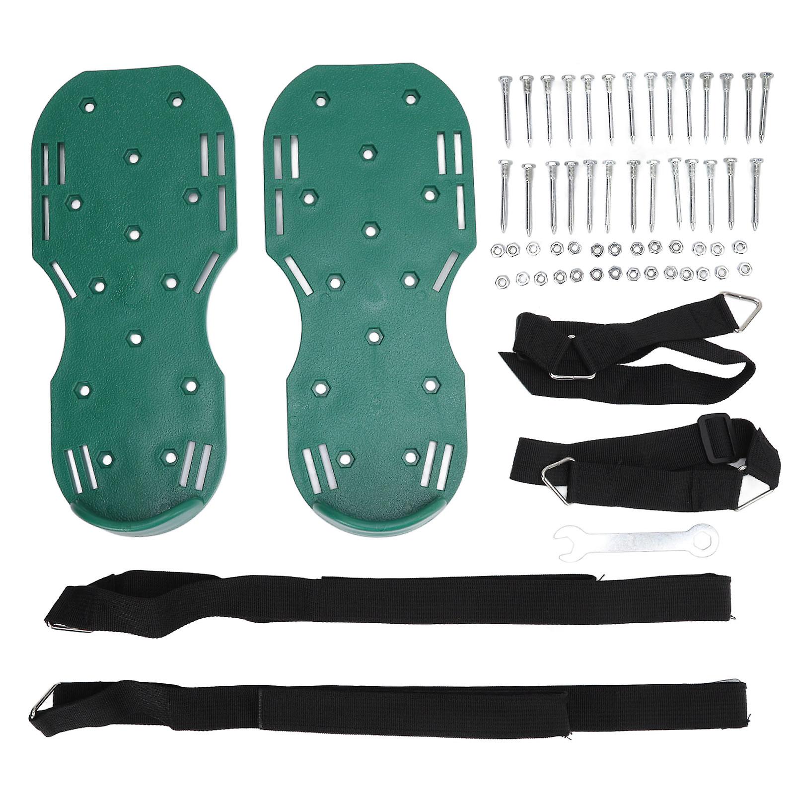 Metal Spike Sandalsfor Aerating Lawn Gardening Walking Lawn Aerator Sandals Garden Grass Loosening Tools Green Hoop and Loop Version