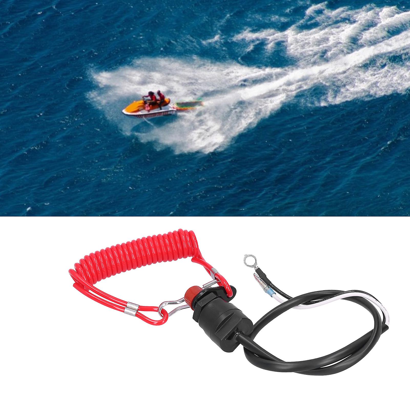 Universal Boat Outboard Engine Motor Kill Stop Switch With Safety Tether Lanyard Kit