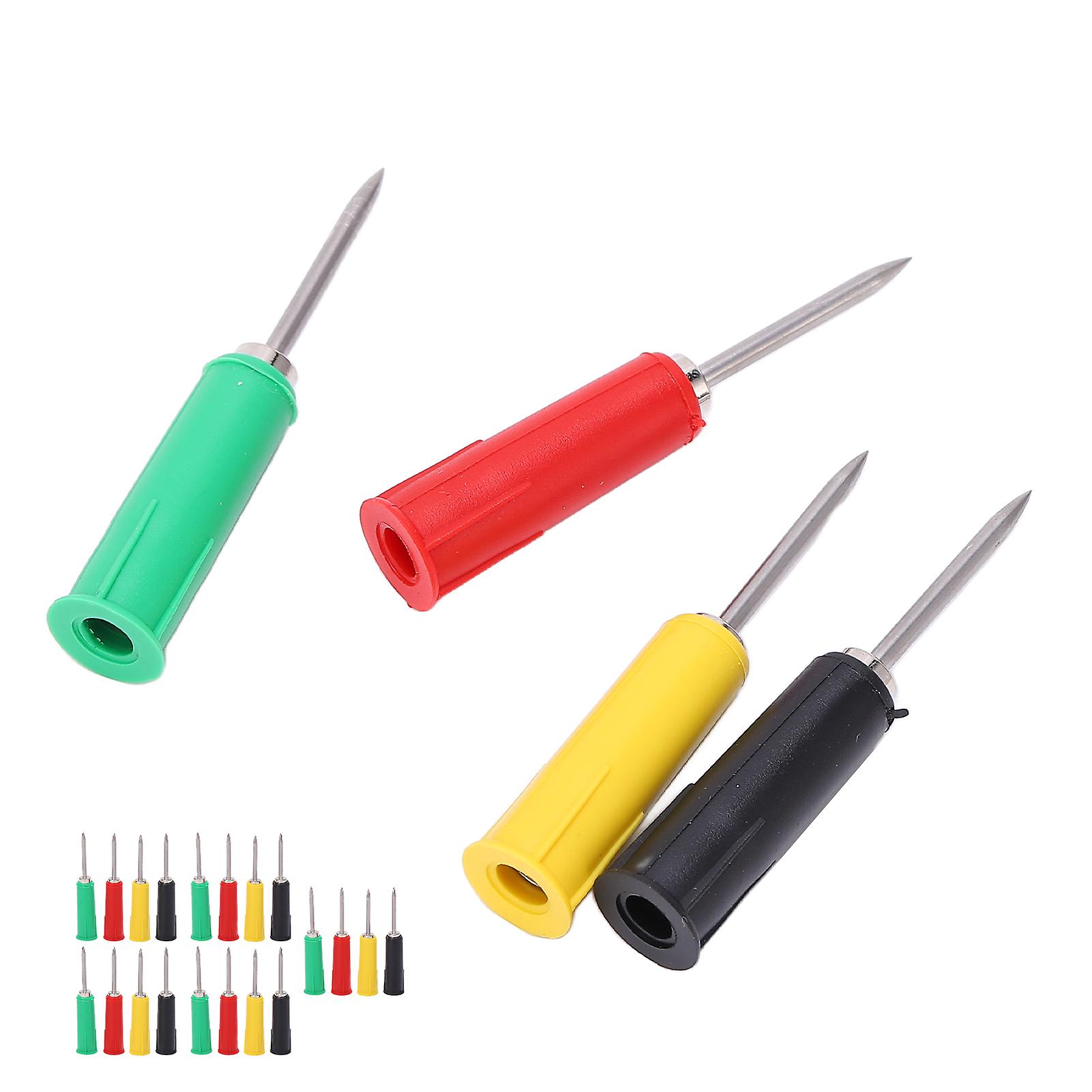 20pcs Tester Piercing Needle Kit 2mm 4‑Color Multimeter Probes for 4mm Banana Socket Test Tool