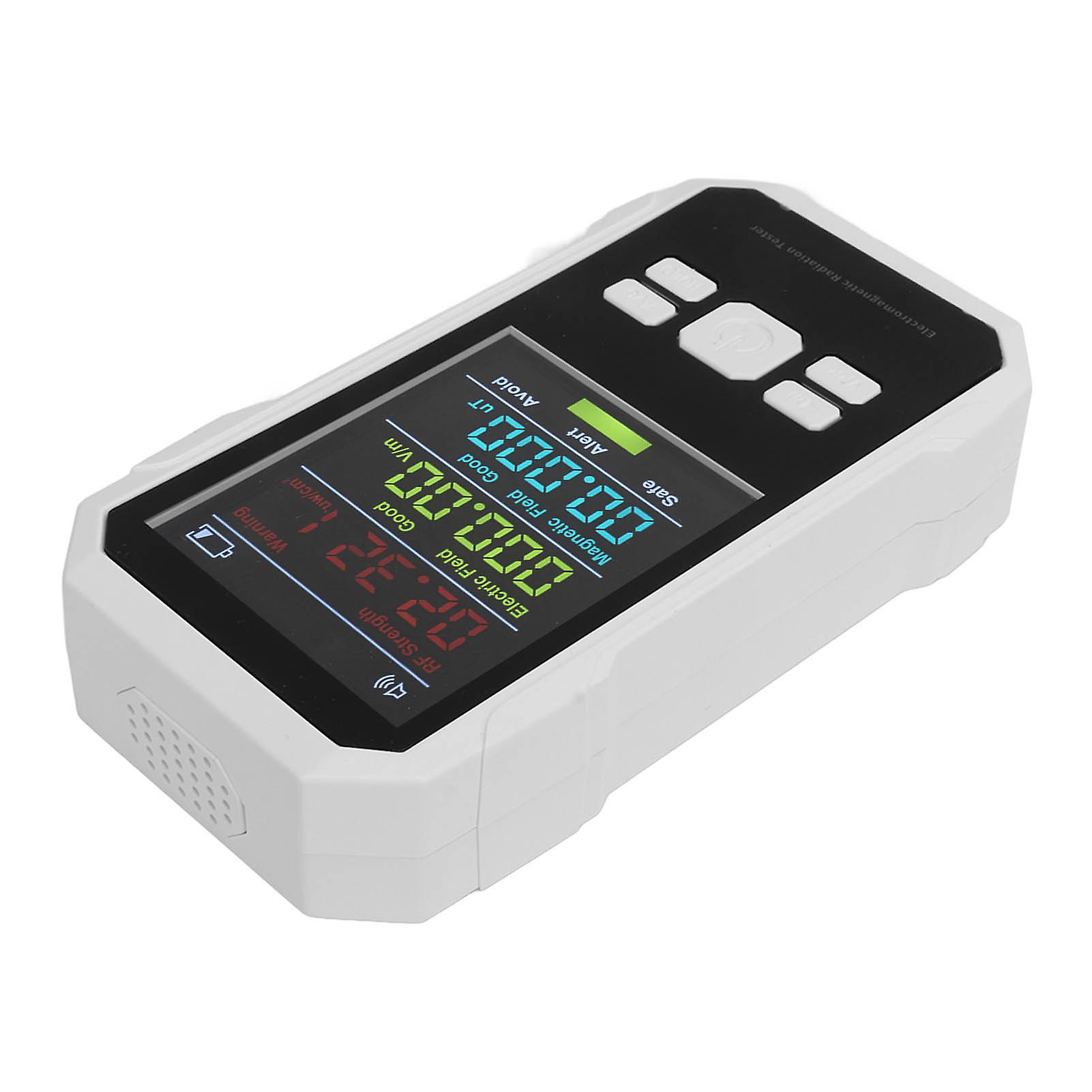 Radiation Detector RF Electric Magnetic Field Strength Detection Handheld Electromagnetic Radiation Meter White 