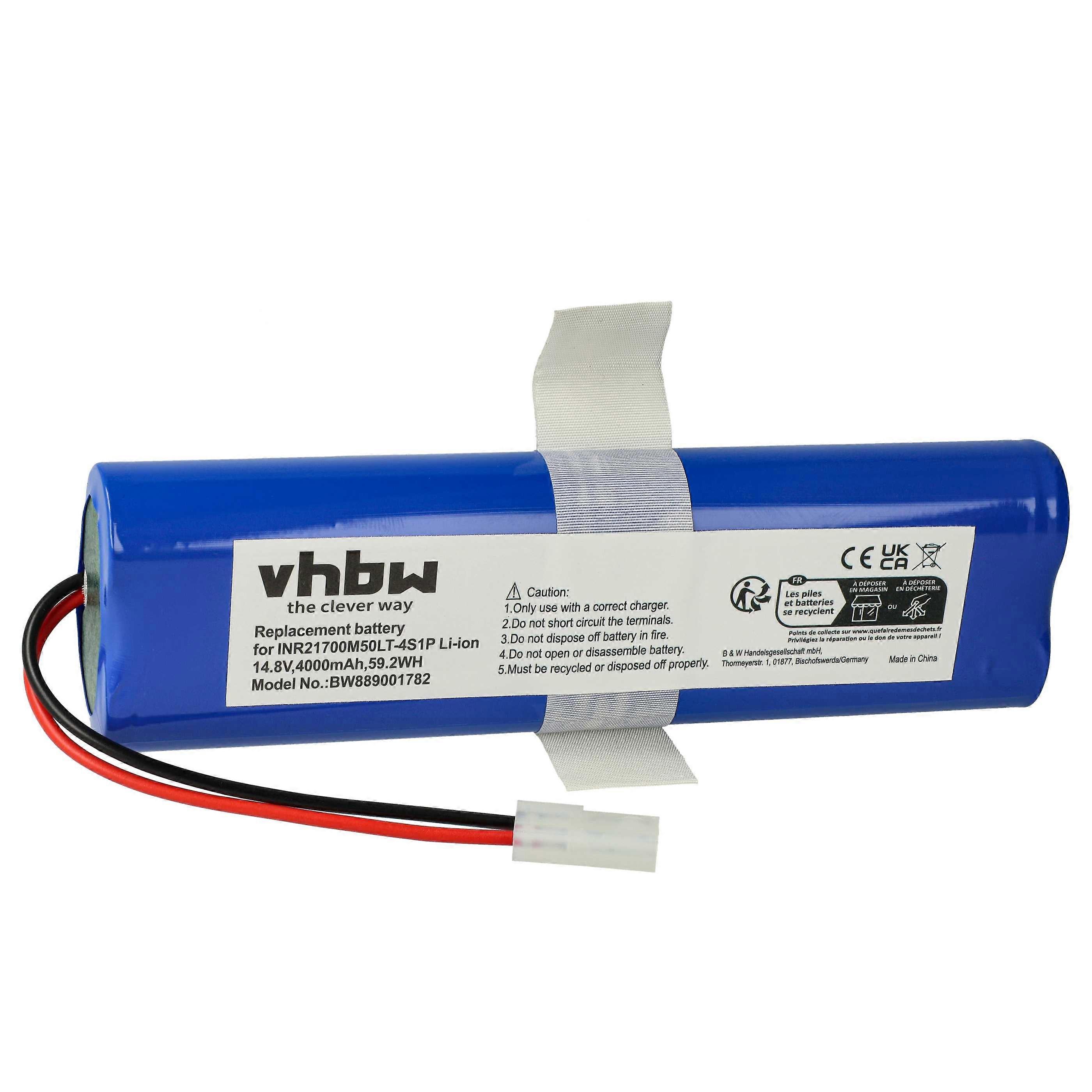 vhbw Akku kompatibel mit 360 S8+, S8 Plus, QH100005, Botslab S8 Plus Saugroboter (4000 mAh, 14,8 V, Li-Ion)