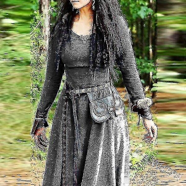 Medieval Dress Women Long Sleeve Maxi Robe Vintage Fairy Elven Dress ...