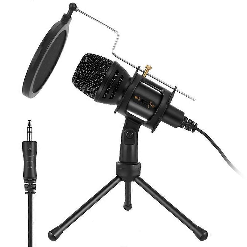1Set 3.5mm Condenser Microphone Desktop Computer with Stand Plug and Play