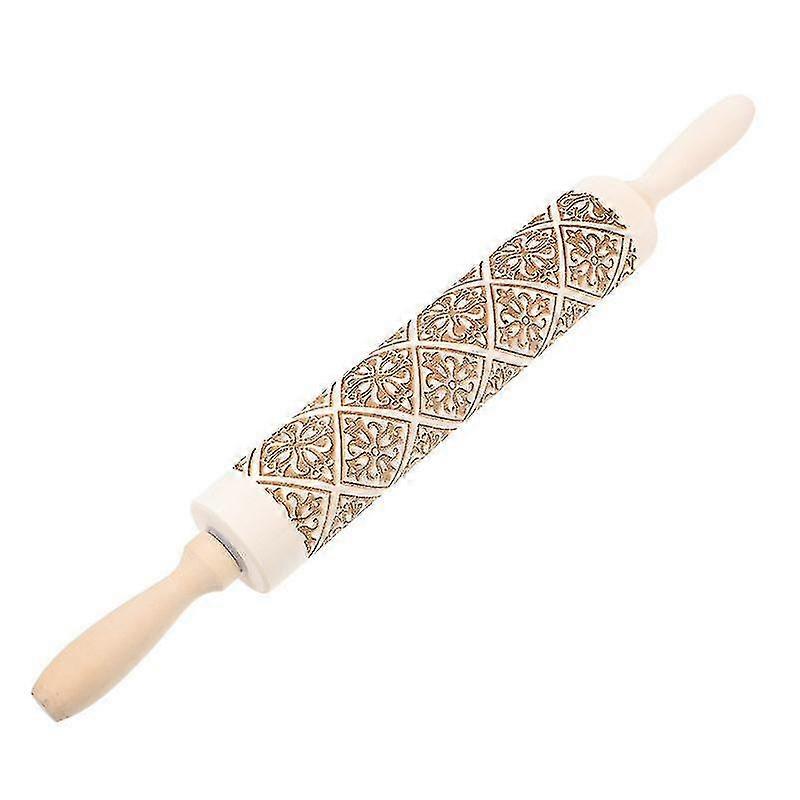 43X5X5Cm Khaki Rolling Pins 1Pc Practical Embossed Baking Diy Dough Roller For Pastr_Sep