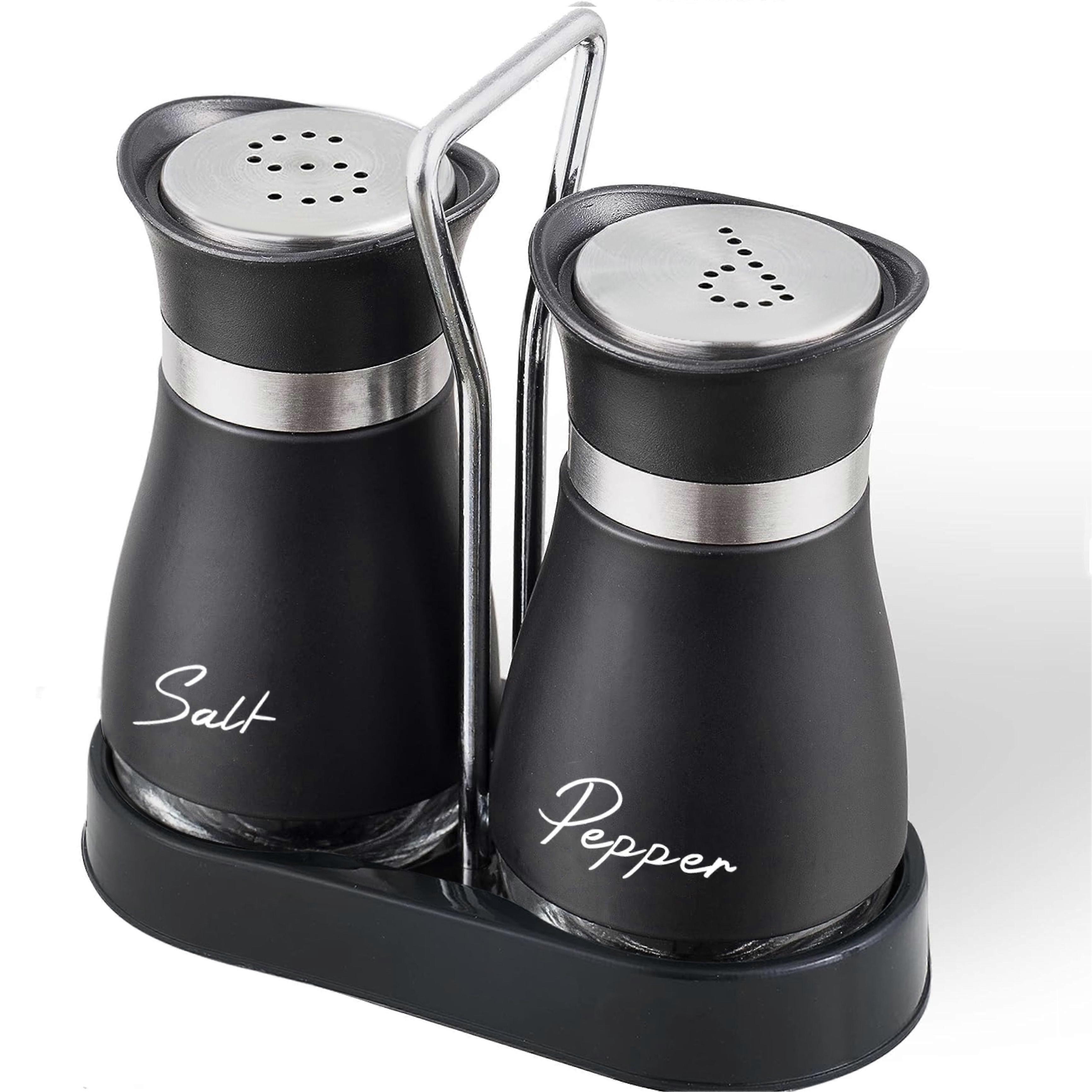 キッチン、キャンプ、ホリデーテーブルに最適なベース付き多用途ステンレス&グラスシェイカーセット