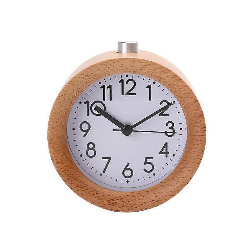 Solid wood pointer small alarm clock silent watch student bedside clock luminous retro clock
