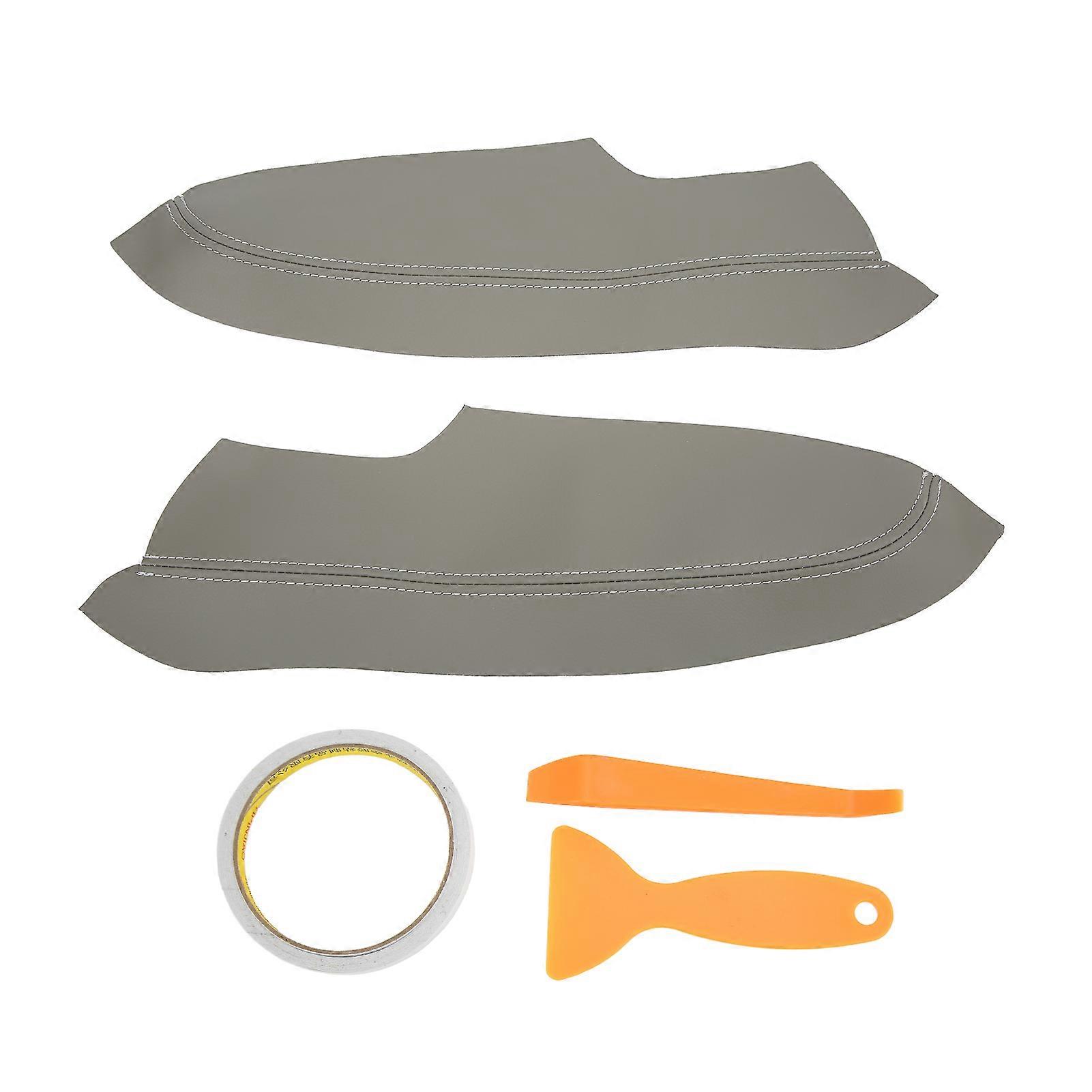 2Pcs/Set Microfiber Leather Front Door Panel Armrest Cover Protector Antiscratch Replacement for Civic 2005?2011Grey