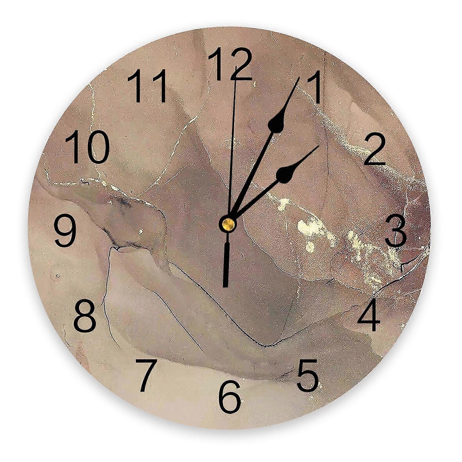 Jianghuo Marmor Textur Bläckmålning Linjer Väggklocka Heminredning Sovrum Tyst Oclock Watch Vägg Digital Klocka Väggklocka