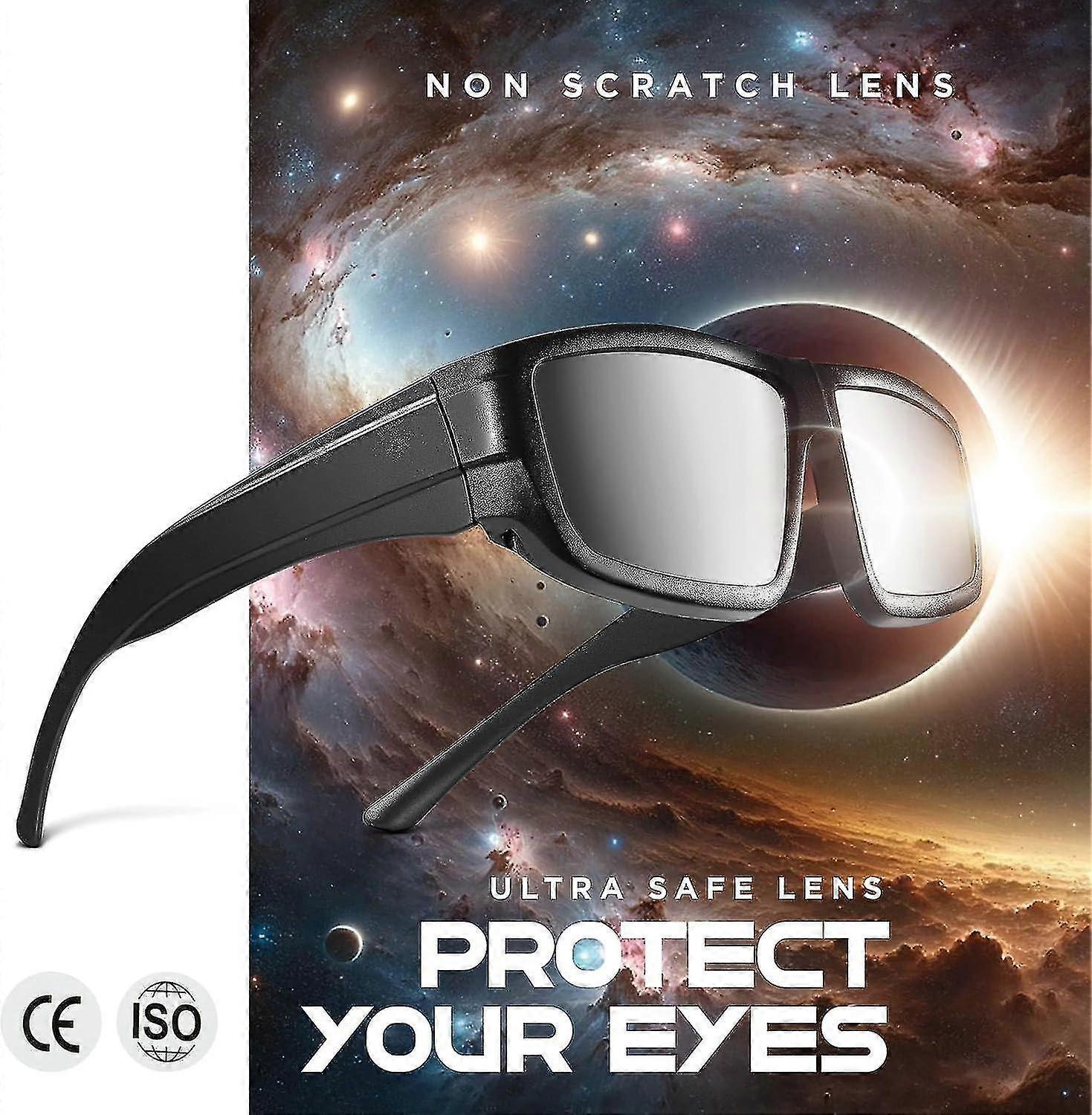 نظارات كسوف الشمس (2 عبوة) 2024 CE و Iso ظلال آمنة معتمدة لمشاهدة الشمس المباشرة وافقت ناسا 2024