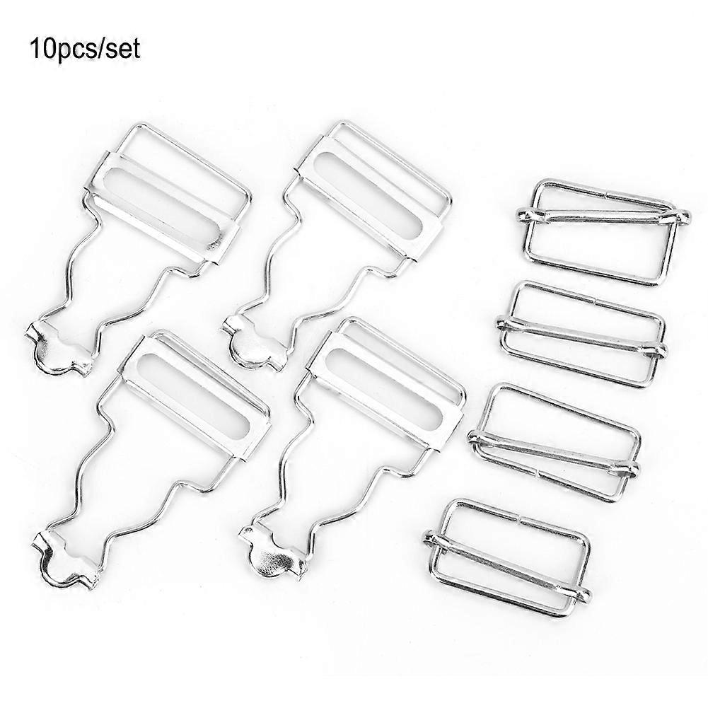 10pcs/set Metal Adjustable Strap Buckles Button for Bib Pants Jeans Child Clothes 2.7cm(Silver)