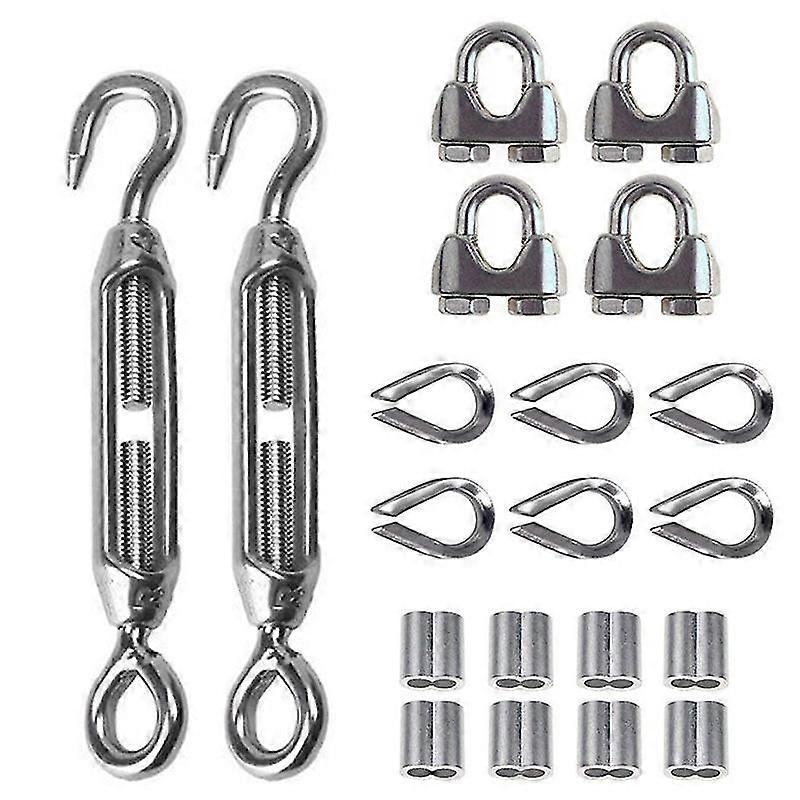 20pcs الثقيلة سلك حبل التوتر مجموعات Turnbuckle 1/8 بوصة سلك حبل كابل كليب / المشبك Thimble سلك
