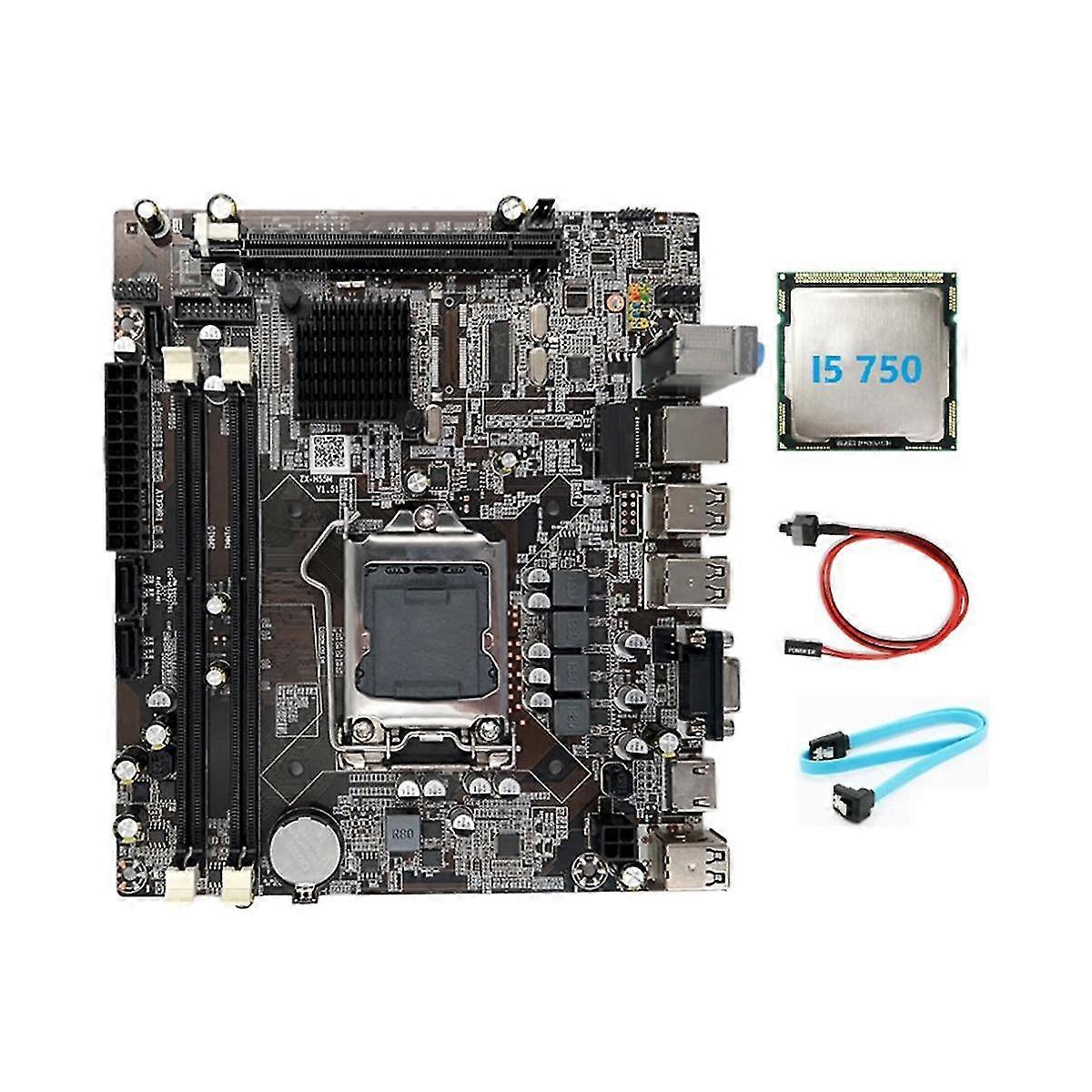 H55 Anakart Lga1156 Desteği i3 530 i5 760 Serisi Cpu DDR3 Bellek Anakart+i5 750 Cpu+switch
