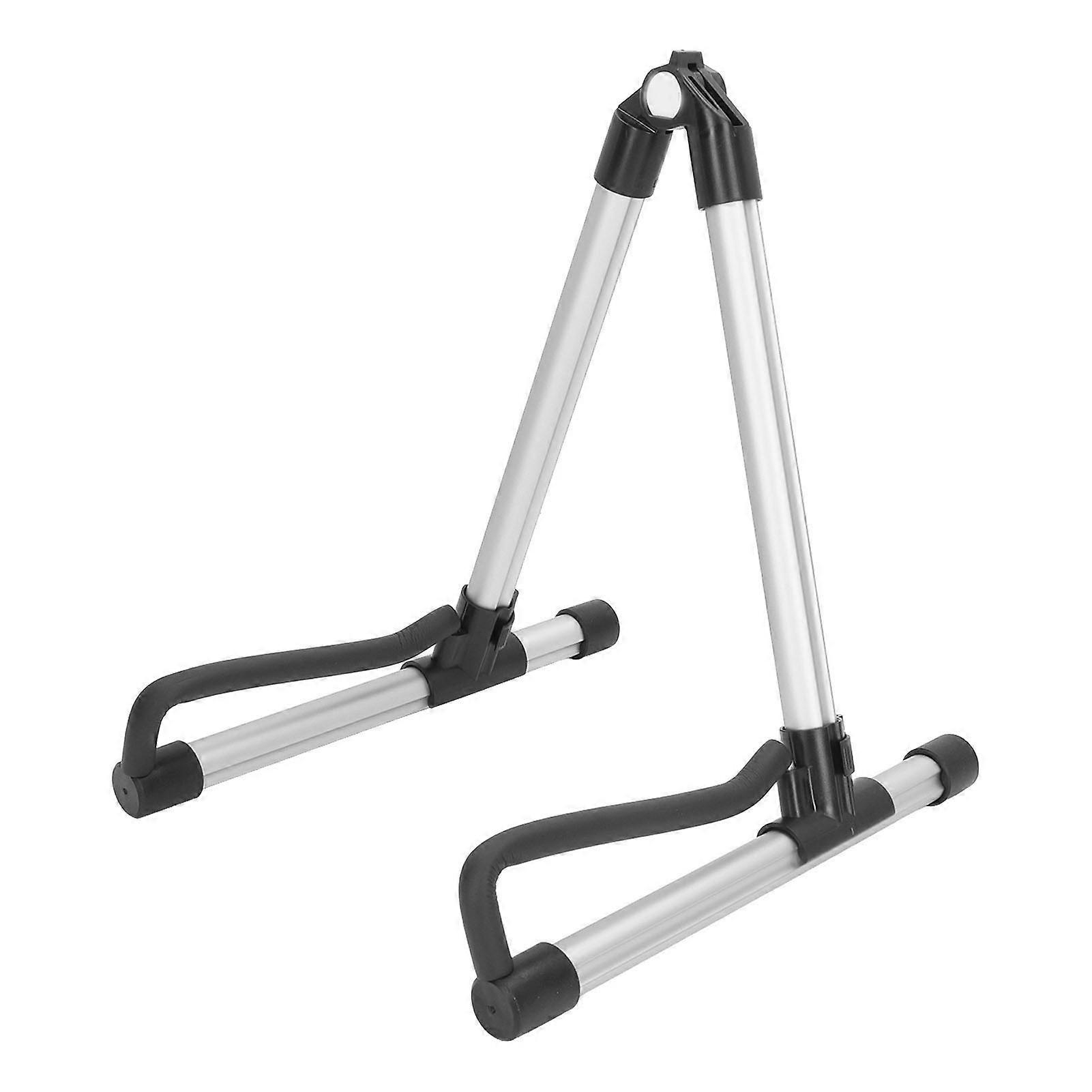 Foldable Guitar Stand Adjustable Metal Folding Instrument Stand for String Instruments Silver