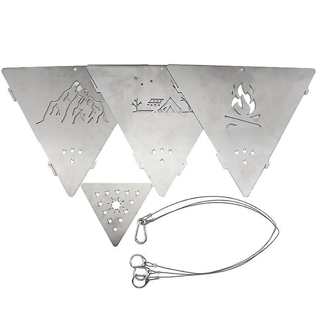 Triangular Wood Burning Stove Portable Camping Hanging Stove Outdoor Barbecue Stainless Platform
