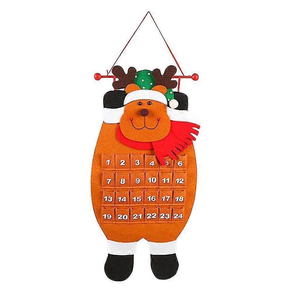Christmas Advent Calendar - Santa Felt Wall Hanging for 24 Day Countdown and Home Decoration