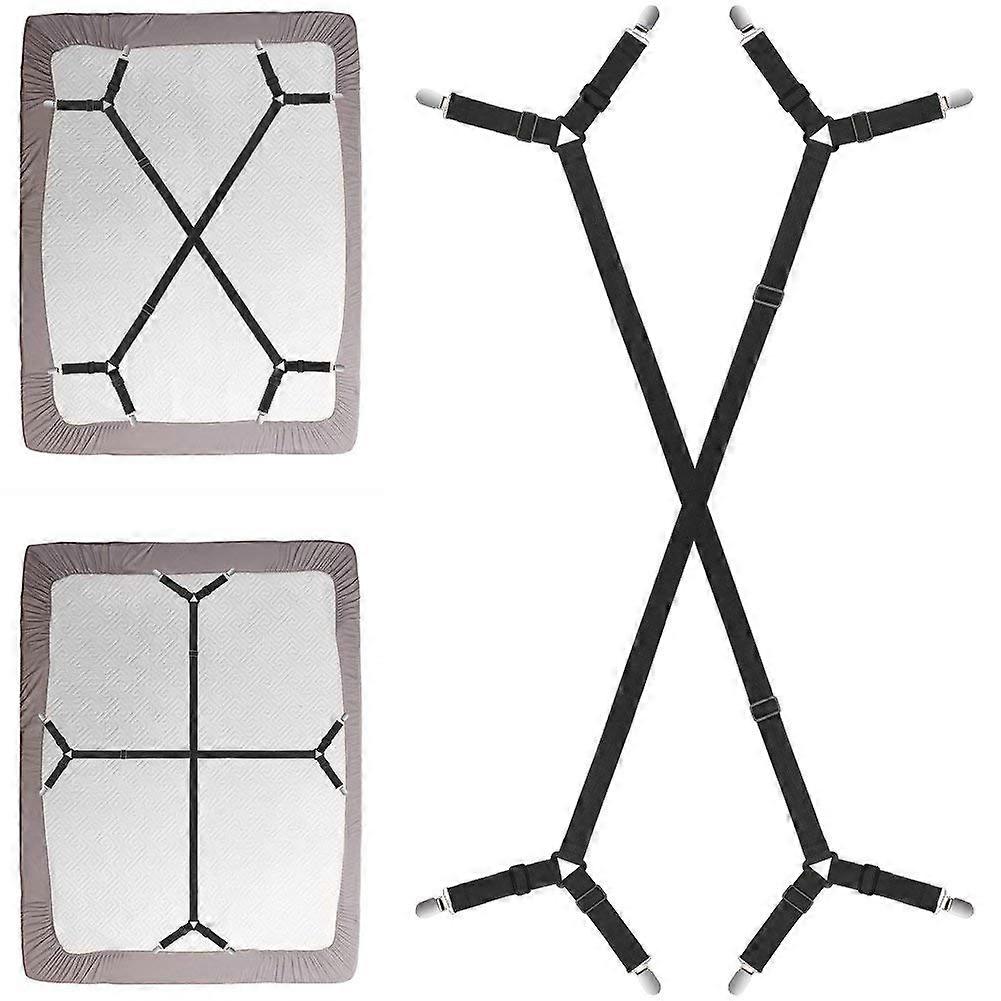 Bed Sheet Fasteners - Adjustable Crisscross Straps for Fitted Sheets