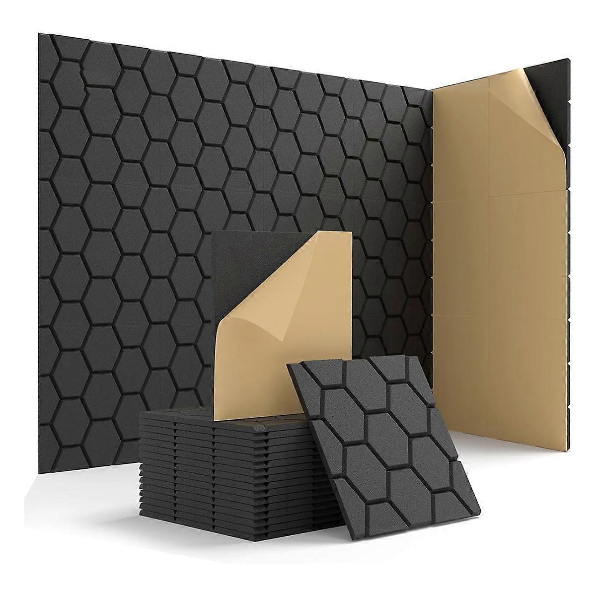 15 Pack Soundproof Wall Panels 12X12X0.4Inch Self-Adhesive Sound Absorbing Panel Sound Proof Panels Black