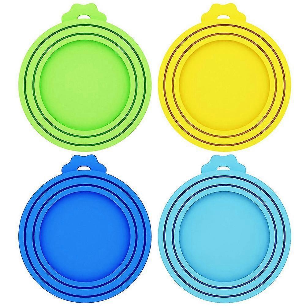 4 pack pet food can covers silicone can lids - one size fit 3