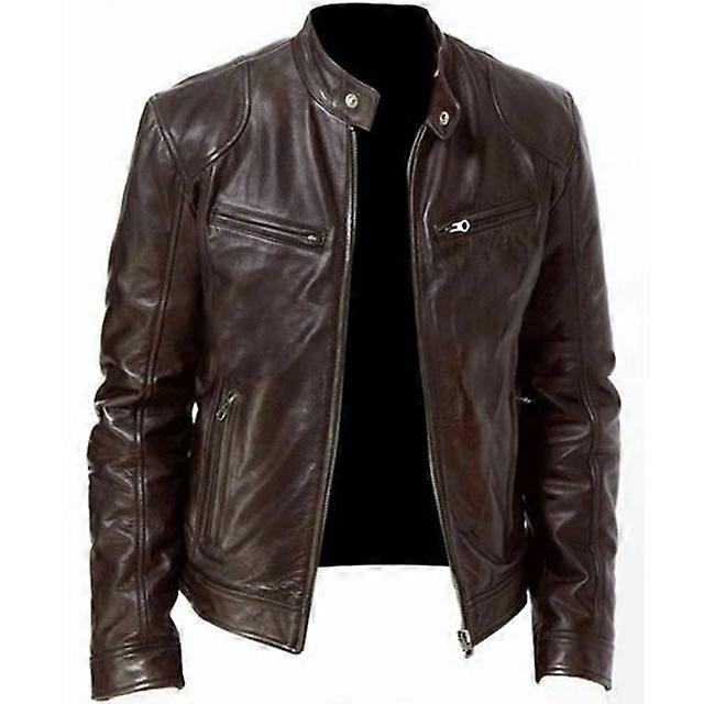 2024 Men Autumn Winter PU Jacket Leather Jacket Slim Fit Stand Collar Male Anti-wind Motorcycle Lapel Diagonal Zipper Jacket Men