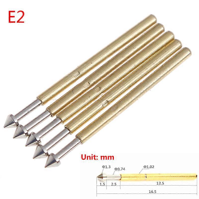 100 Pieces P75-E2 / P75-E3 Spring Test Probe Pogo Pin 13mm Conical Head Gold Plated 10mm Thimble