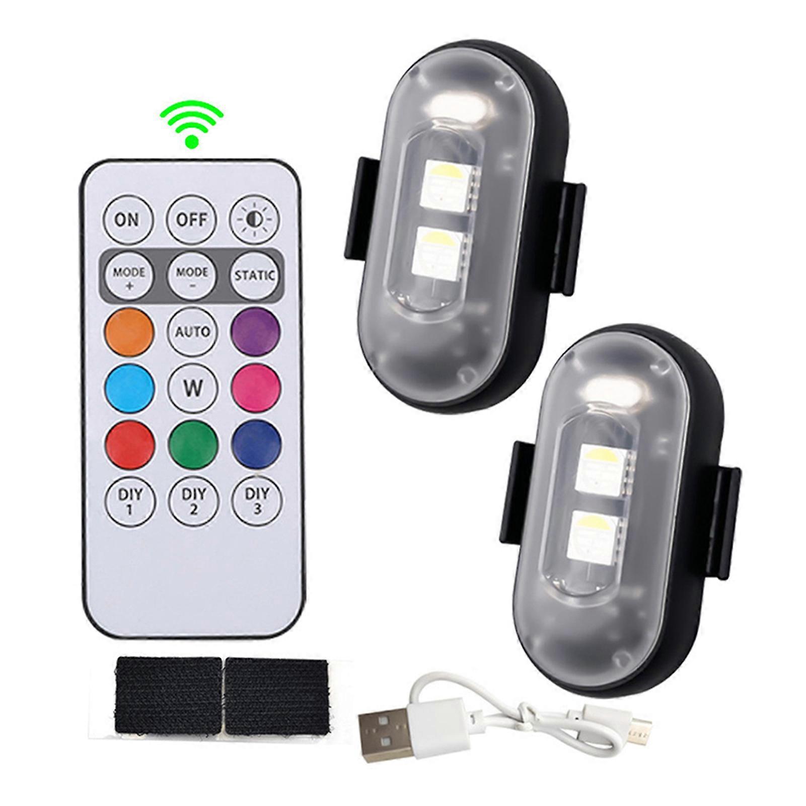 8 Colors Wireless Led Lights with Remote USB Rechargeable Led Strobe Lights for Motorcycle Bike Warnings Signal Lights