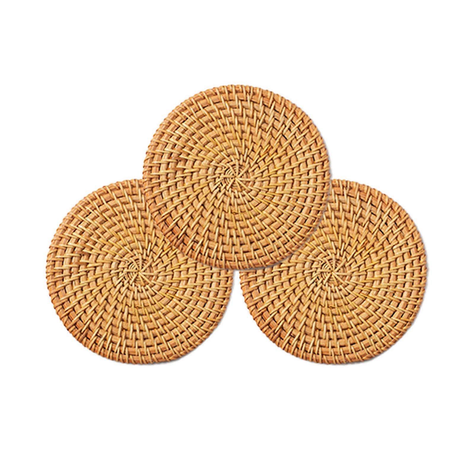 Woven Rattan Tea Cushion Insulator Fashion Washable Cup Mat For Dining Table Kitchen