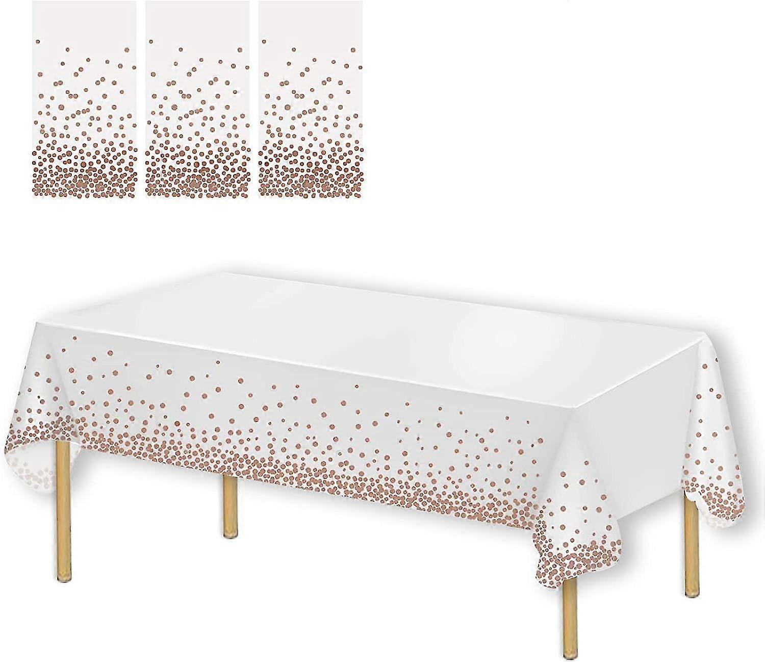 3pack Acsergery Party Rectangle Table Cloths, Disposable Party Table Cloth, Rose Gold Dot Gift