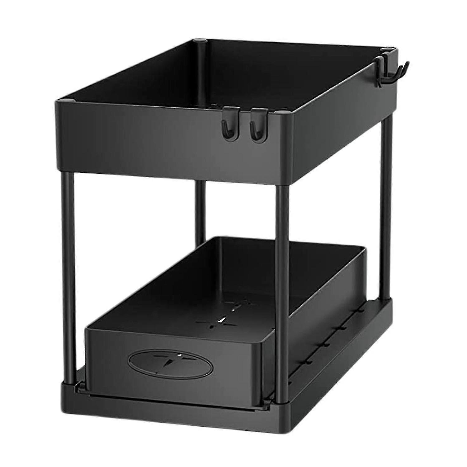 2-tier Sliding Cabinet Basket Organizer Drawer, Multi-purpose Under Sink Organizers And Storage For