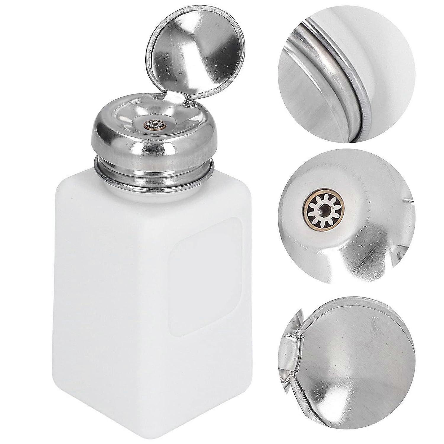 200ML Press Type, ESD Safe Anti Static Square Push Down Pump Solvent Dispenser polyethylene ldpe Dispensing Bottle ESD Bottle with Stainless Steel Lid