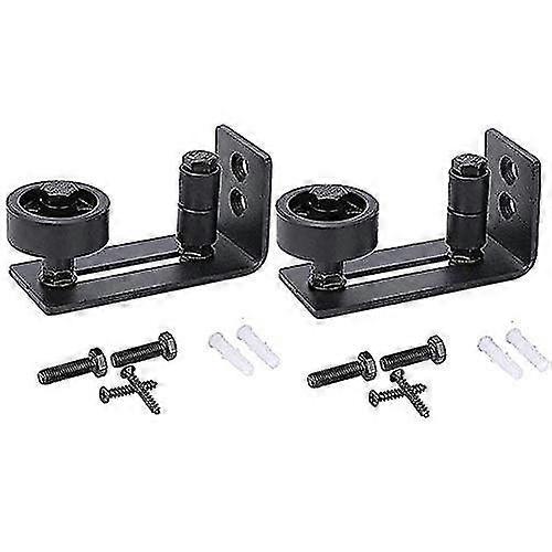 Heavy Duty Sliding Door Guide For Barn Door, 8 In 1 Black Carbon Steel Stopper, Flush Bottom Design, Floor And Door Panel