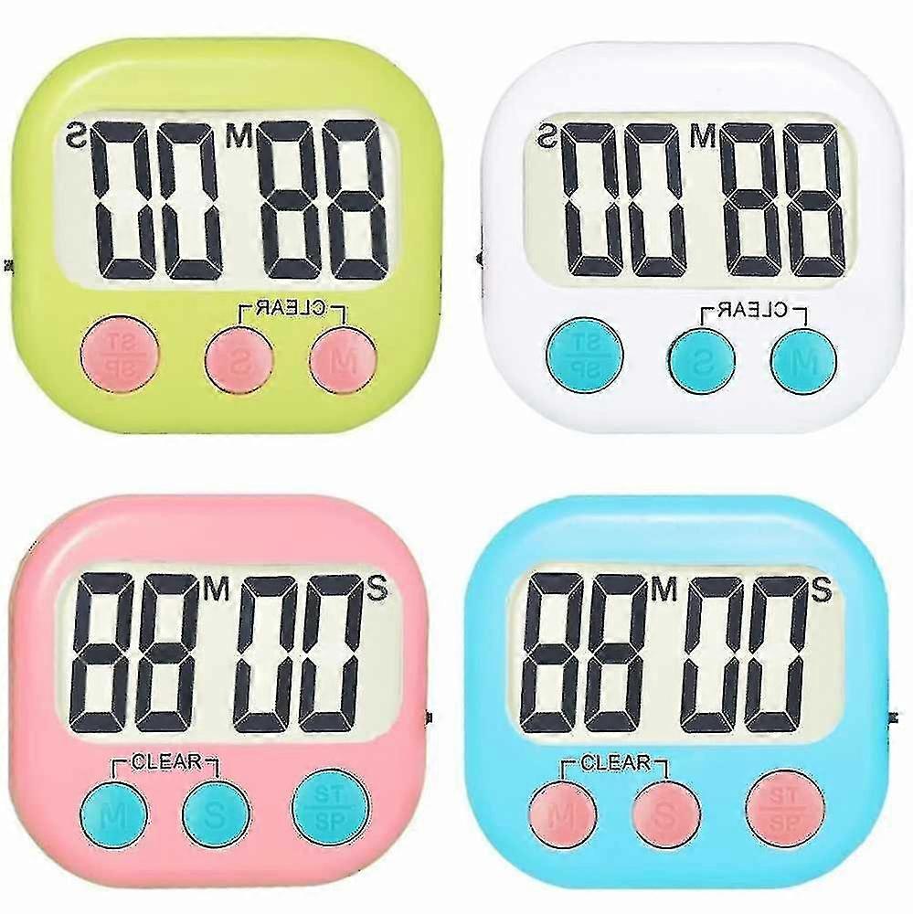 4 Pack Digital Kitchen Timer Strong Magnetic Electronic Countdown And Count Up, Loud Alarm Small Size