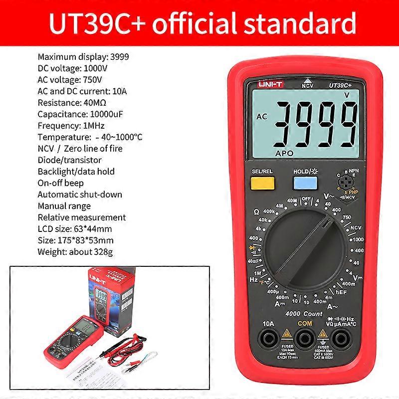UNI-T UT39A+ UT39C+ UT39E+ Digital Multimeter Auto Range With LCD Backlight Data Hold Multimetro tester