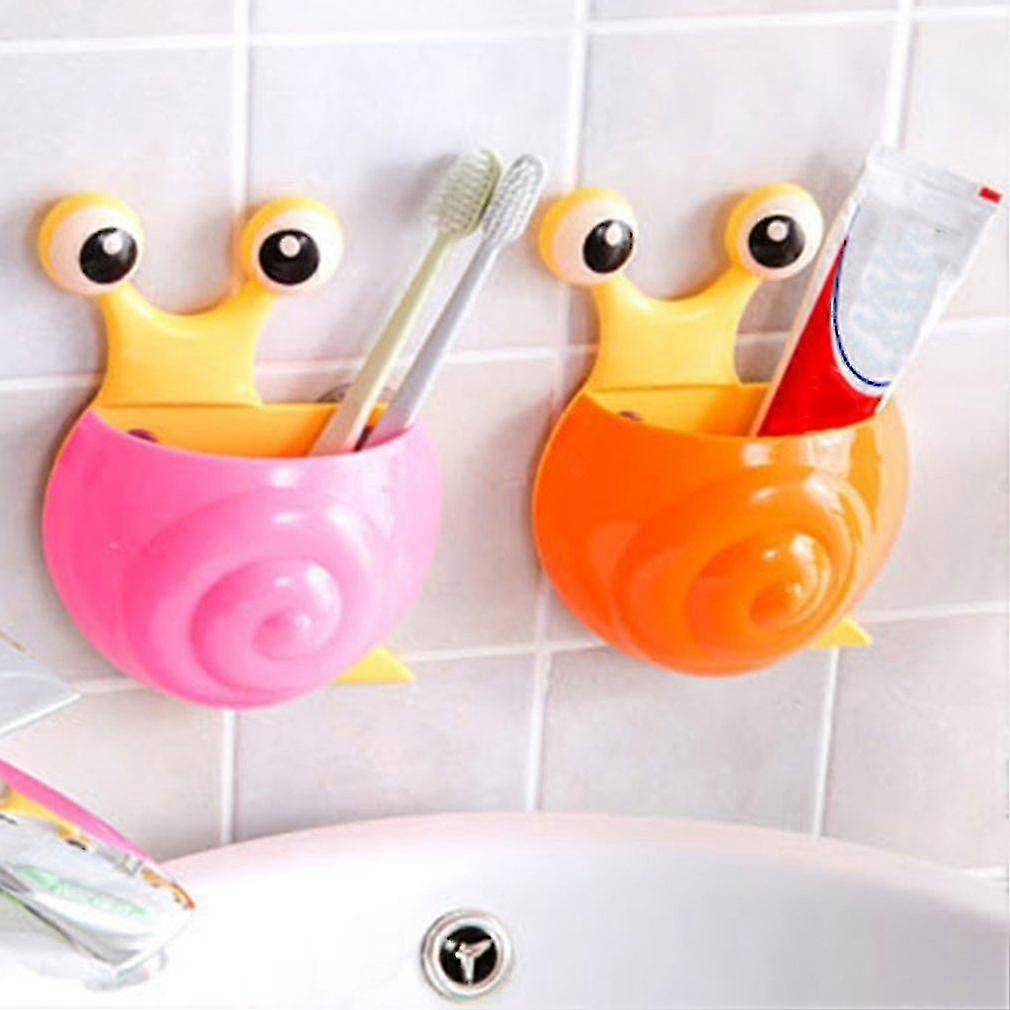 Cute Cartoon Snail Shape Toothbrush Toothpaste Holder Powerful Sucker Holder