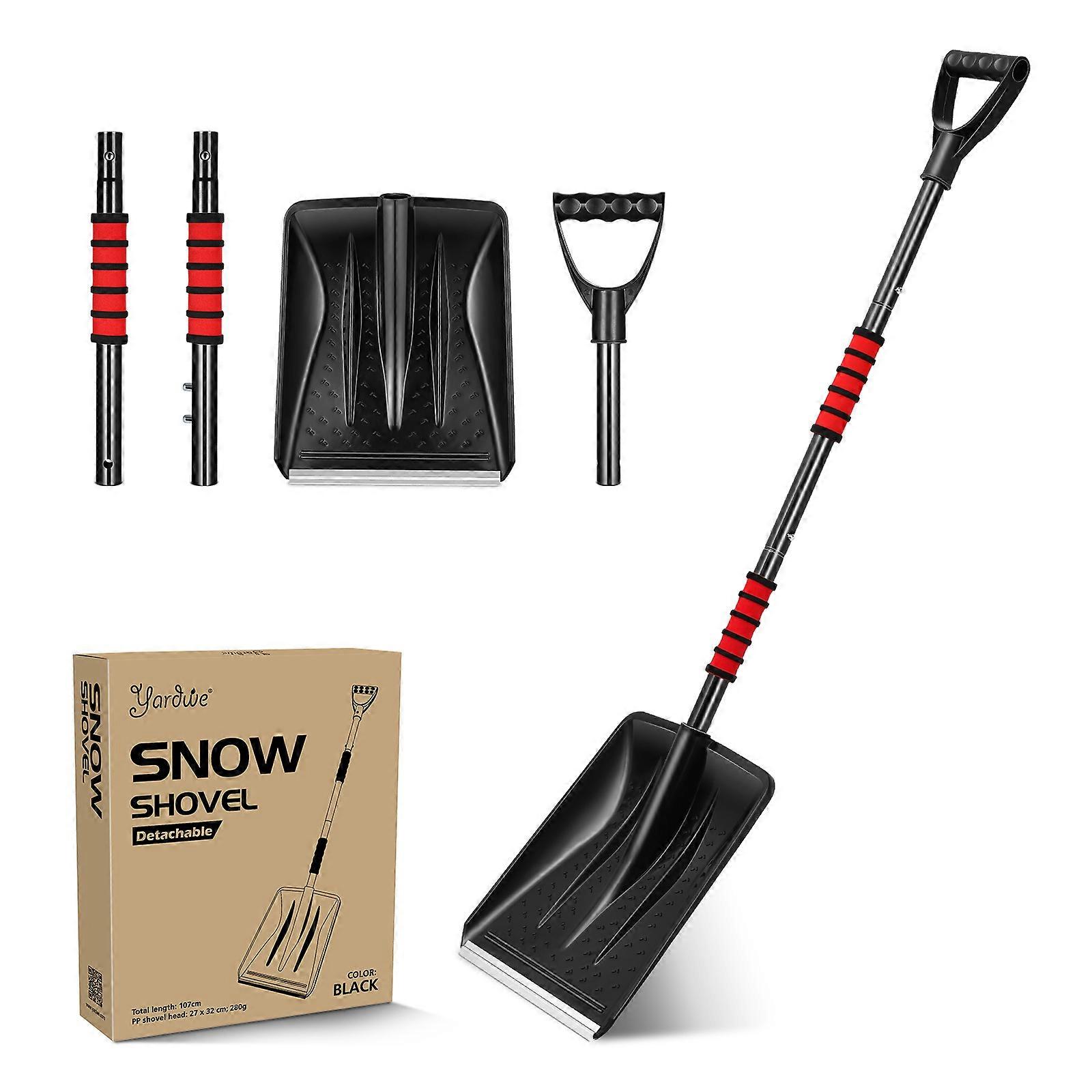 Yardwe Snow Shovel Detachable Ice Scraper Snow Remover with Comfortable Grip Handle Anti-Freeze Telescopic Snow Scraper Camping and Outdoor Emergency