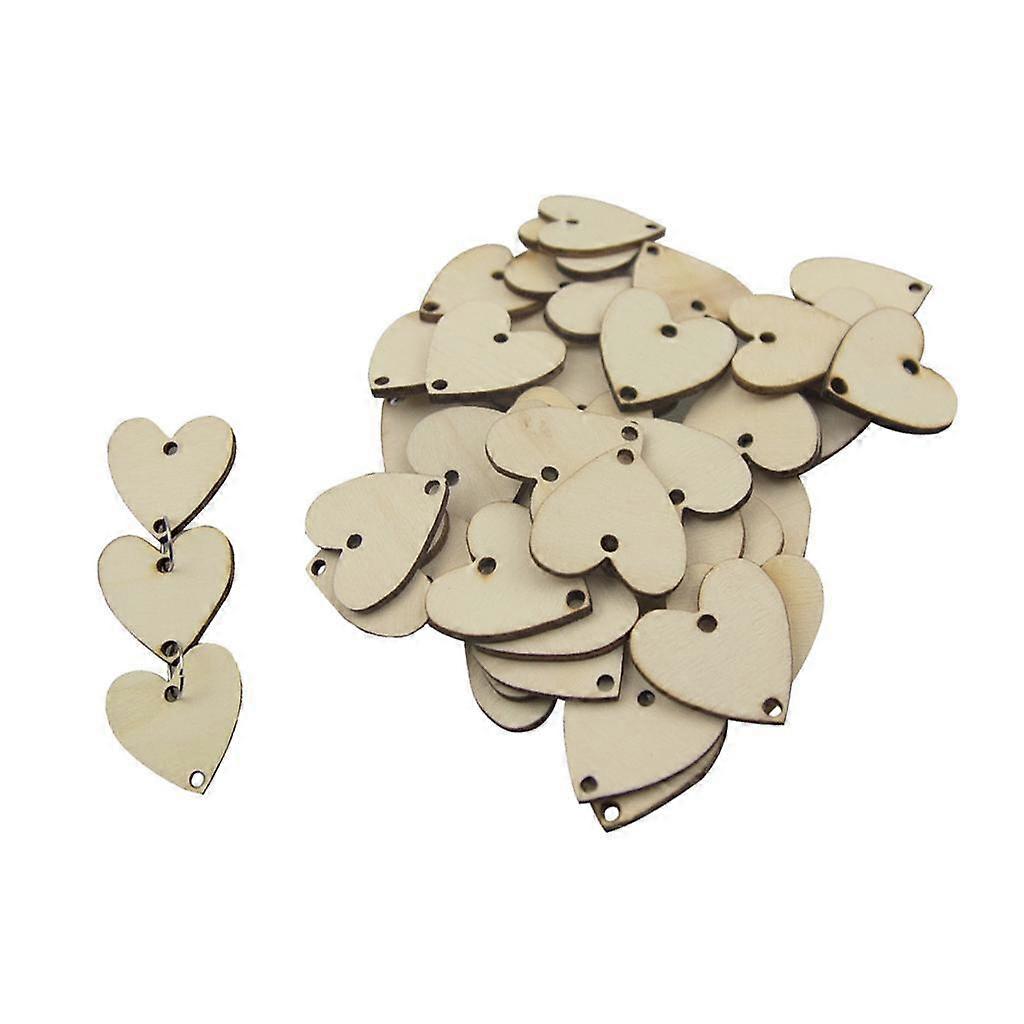 50 חתיכות לב ריק רגיל שבבי דגנים עץ עיגולים דיסקים לוח תג מלאכה