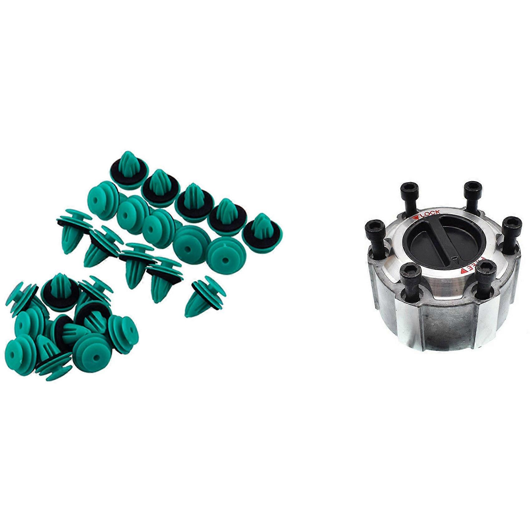 2 Set Car Accessories: 1 Set Trim Panel Nylon Retainer Clips & 1 Pcs Manual Locking Hub 28 Spline /