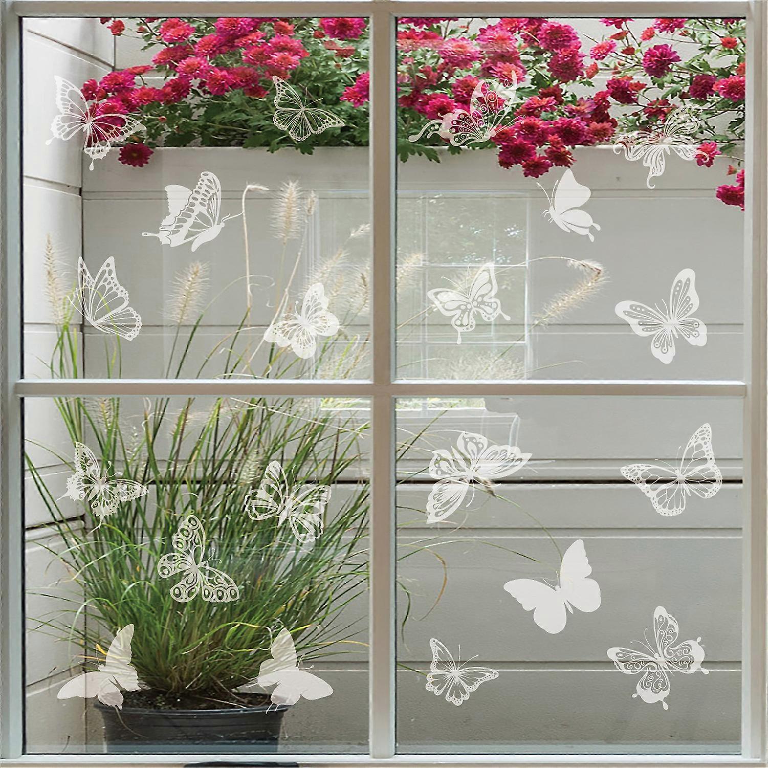 Butterfly Anti-Collision Window Naklejki Przezroczyste / Zakurzone Alert Bird Clings Naklejki 24szt