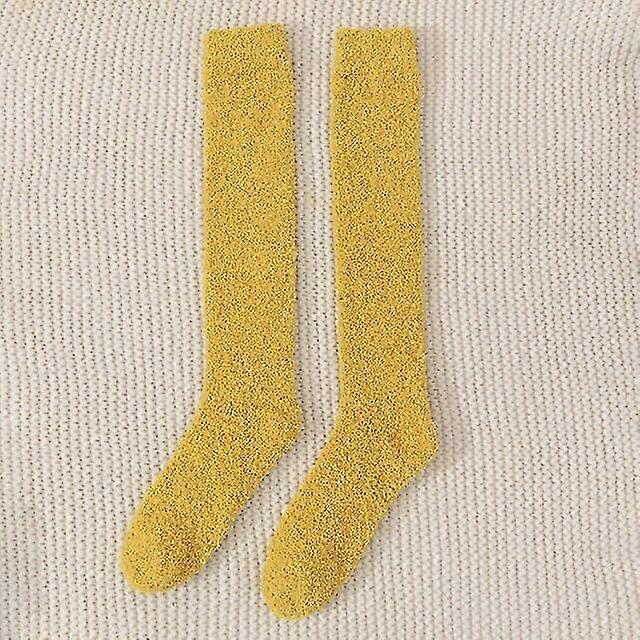 Winter warm coral fleece over-knee high socks women plush lolita home sleep floor long socking jk solid soft thigh high fun sock