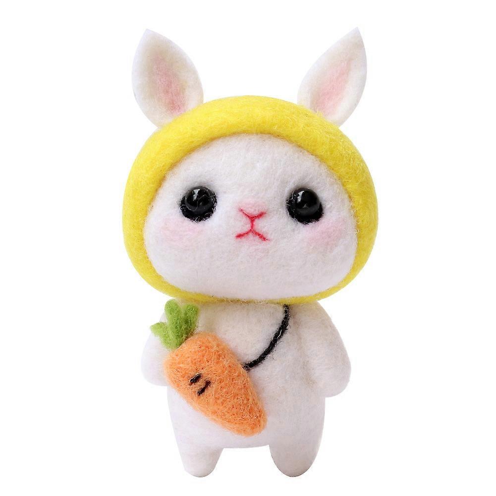 Non Finished DIY Felting Wool Rabbit Doll Handmade Craft Material Package ToolsCarrot