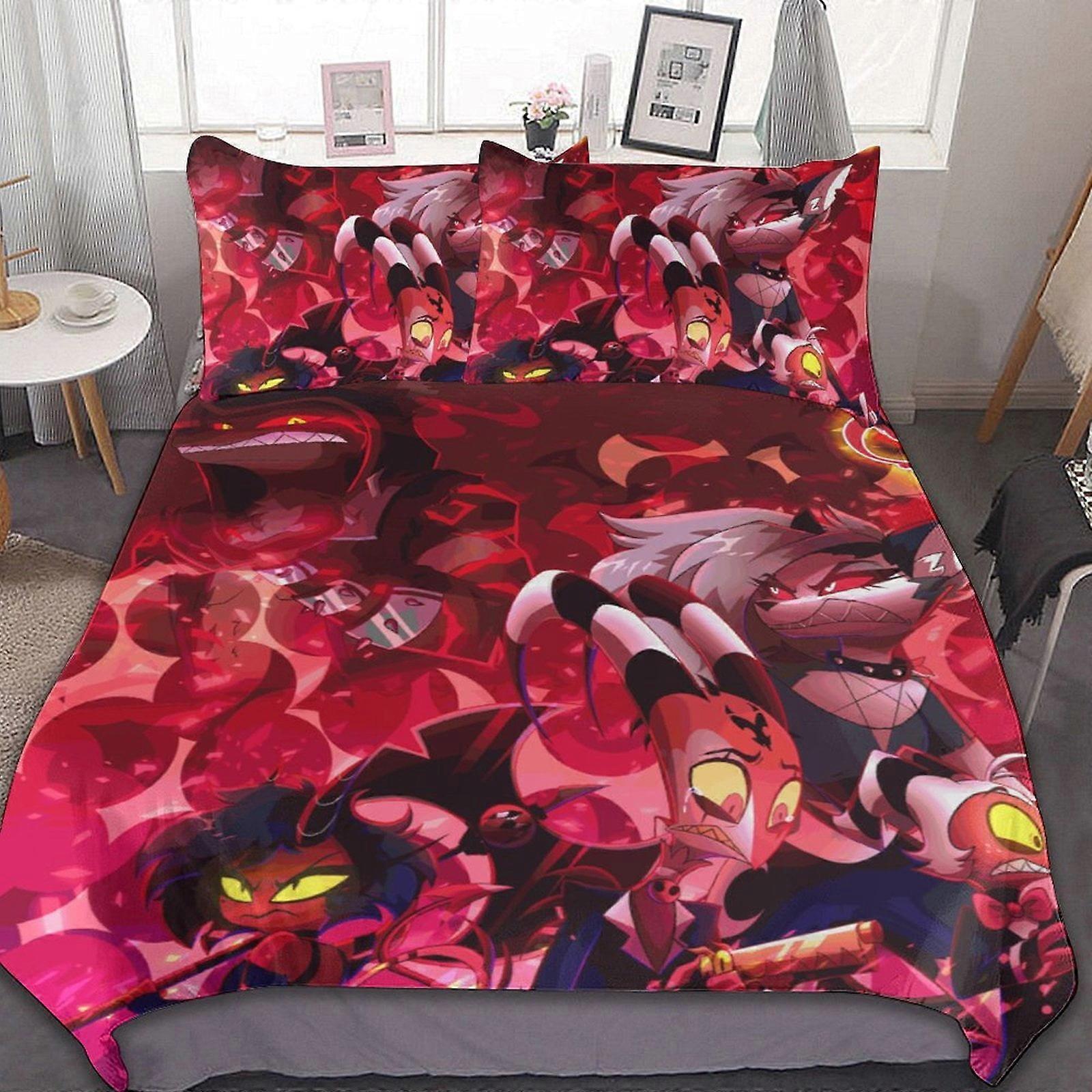 Bedding set HF541 Comedy Helluva Boss 3 Pieces Bedding Sets Soft Comforter Sets Decor Bedroom Gifts With 1 Duvet Cover 2 Pillowcases LS541