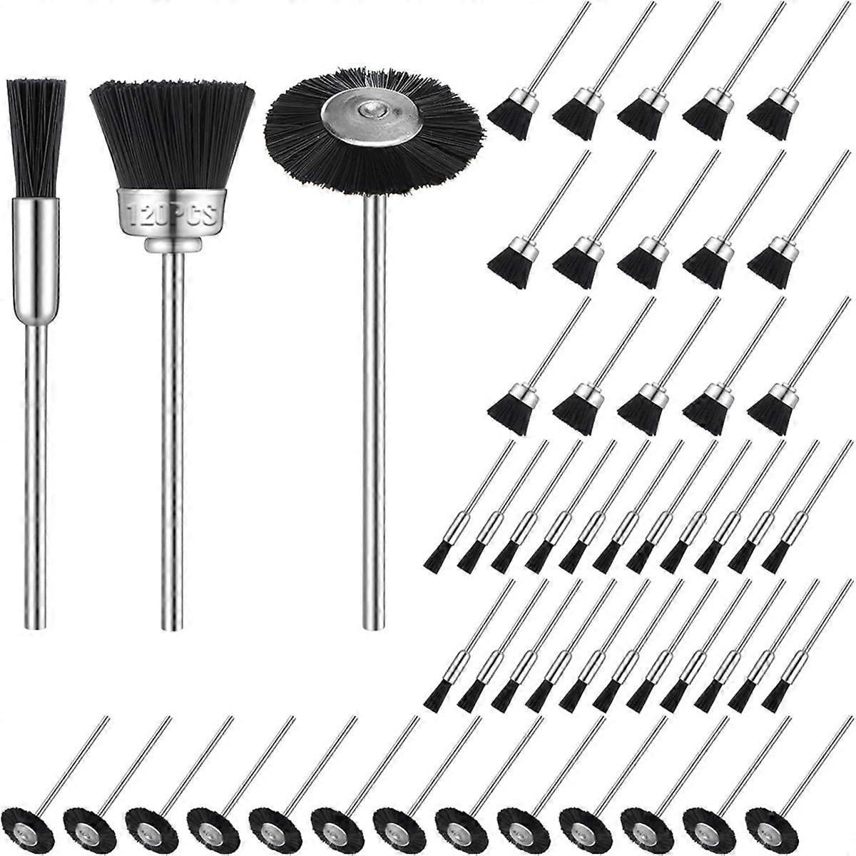 120 Pcs Wire Brushes Set Steel Wire Wheels Pen Brushes for Rotary Drill Tools Cup Wire Brush Set Kit for Rotary Tool