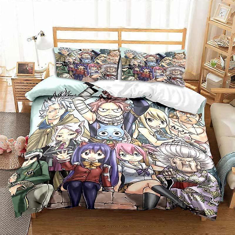 a945 Lakan Anime Fairy Tail Sängkläder Set Säng Tredelat Set Påslakan Singel Dubbelsäng Storlek Påslakan Set Vuxen Barnens Sovrum Lakan ii