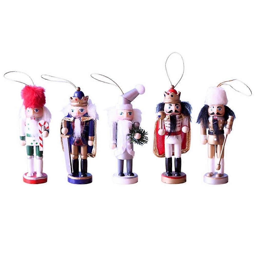 5pcs Christmas Nutcracker Puppet Decors Indoor Scene Decor Xmas Puppet Decors